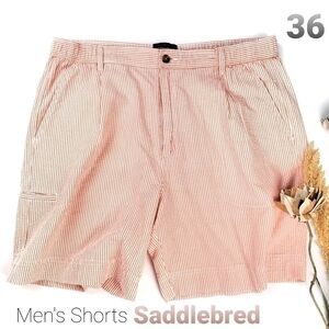 New Saddlebred Orange Wht Gingham Men's Shorts 36